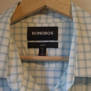 Bonobos Men's Slim Fit Plaid Shirt - Blue and White